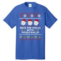 Deck The Halls Pickle Balls Ugly Christmas Pickleball Memes Gift Tall T-Shirt