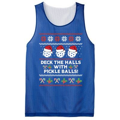 Deck The Halls Pickle Balls Ugly Christmas Pickleball Memes Gift Mesh Reversible Basketball Jersey Tank