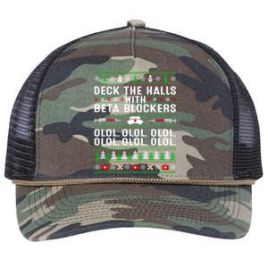 Deck The Halls With Beta Blockers Olol Ugly Nurse Christmas Gift Retro Rope Trucker Hat Cap