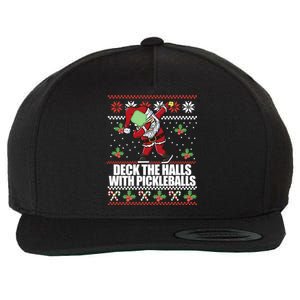 Deck The Halls Pickle Balls Ugly Christmas Pickleball Memes Meaningful Gift Wool Snapback Cap