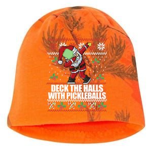 Deck The Halls Pickle Balls Ugly Christmas Pickleball Memes Meaningful Gift Kati - Camo Knit Beanie