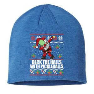 Deck The Halls Pickle Balls Ugly Christmas Pickleball Memes Meaningful Gift Sustainable Beanie