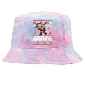 Deck The Halls Pickle Balls Ugly Christmas Pickleball Memes Meaningful Gift Tie-Dyed Bucket Hat