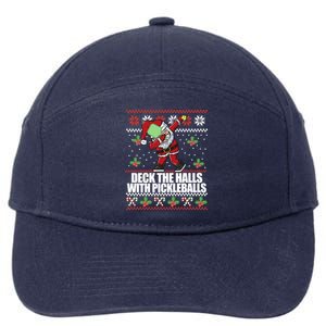 Deck The Halls Pickle Balls Ugly Christmas Pickleball Memes Meaningful Gift 7-Panel Snapback Hat