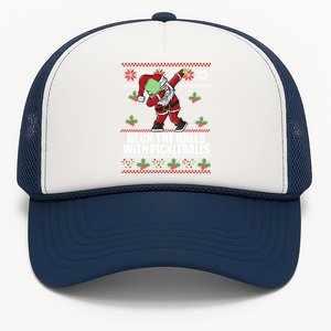 Deck The Halls Pickle Balls Ugly Christmas Pickleball Memes Meaningful Gift Trucker Hat