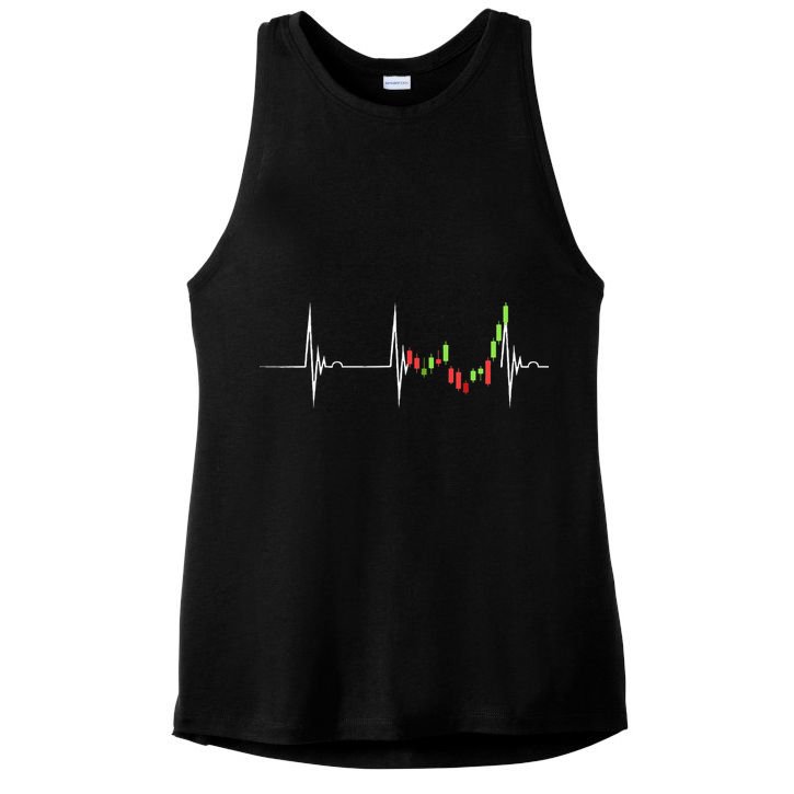 Day Trading Heartbeat EKG Pulse Stock Market Trader Ladies PosiCharge Tri-Blend Wicking Tank