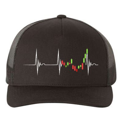 Day Trading Heartbeat EKG Pulse Stock Market Trader Yupoong Adult 5-Panel Trucker Hat