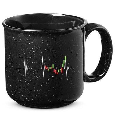 Day Trading Heartbeat EKG Pulse Stock Market Trader 15oz Campfire Ceramic Mug