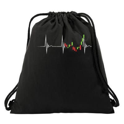 Day Trading Heartbeat EKG Pulse Stock Market Trader Drawstring Bag