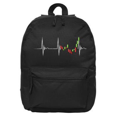 Day Trading Heartbeat EKG Pulse Stock Market Trader 16 in Basic Backpack