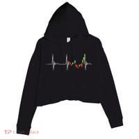 Day Trading Heartbeat EKG Pulse Stock Market Trader Crop Fleece Hoodie