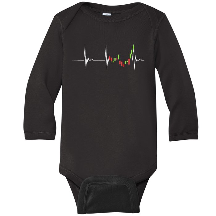 Day Trading Heartbeat EKG Pulse Stock Market Trader Baby Long Sleeve Bodysuit