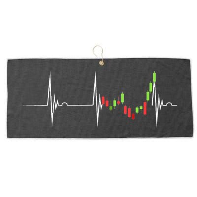 Day Trading Heartbeat EKG Pulse Stock Market Trader Large Microfiber Waffle Golf Towel