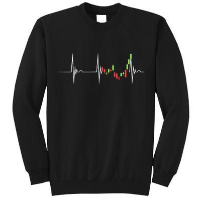 Day Trading Heartbeat EKG Pulse Stock Market Trader Tall Sweatshirt