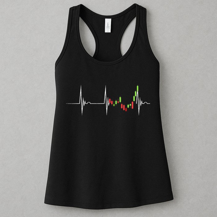Day Trading Heartbeat EKG Pulse Stock Market Trader Womens Tank Top