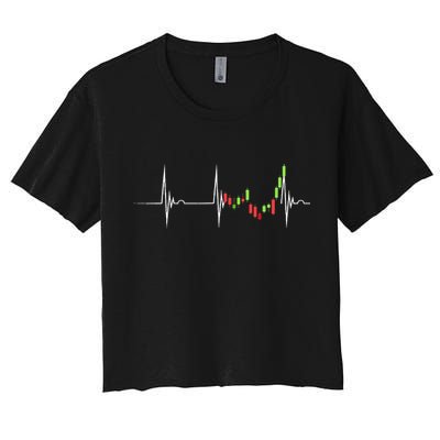 Day Trading Heartbeat EKG Pulse Stock Market Trader Crop Top