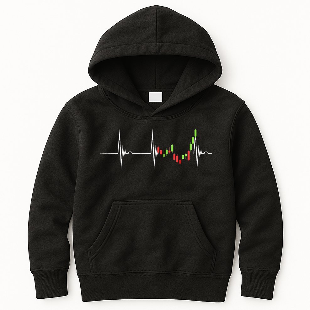 Day Trading Heartbeat EKG Pulse Stock Market Trader Kids Hoodie