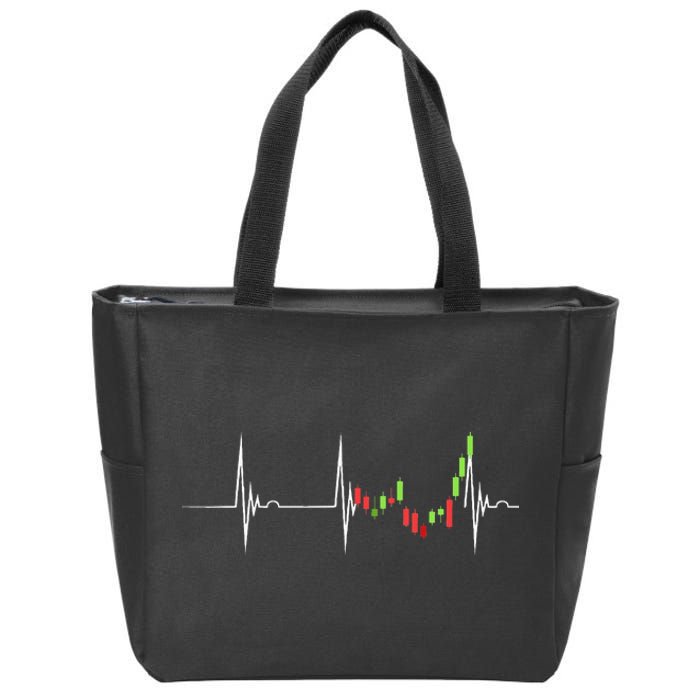 Day Trading Heartbeat EKG Pulse Stock Market Trader Zip Tote Bag