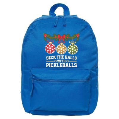 Deck The Halls With Pickleballs Christmas Funny Holiday Gift 16 in Basic Backpack