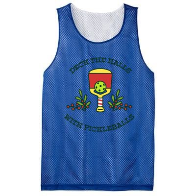 Deck The Halls With Pickleballs Festive Holiday Pickleball Funny Gift Mesh Reversible Basketball Jersey Tank