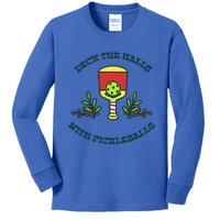 Deck The Halls With Pickleballs Festive Holiday Pickleball Funny Gift Kids Long Sleeve Shirt