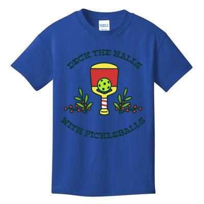 Deck The Halls With Pickleballs Festive Holiday Pickleball Funny Gift Kids T-Shirt