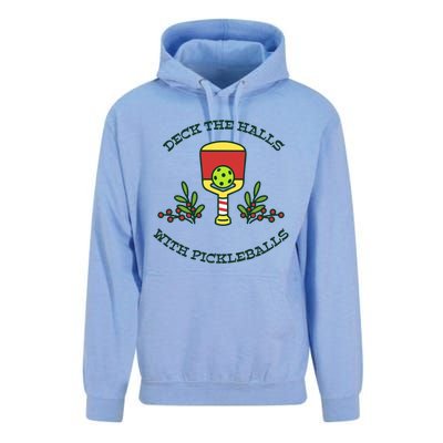 Deck The Halls With Pickleballs Festive Holiday Pickleball Funny Gift Unisex Surf Hoodie