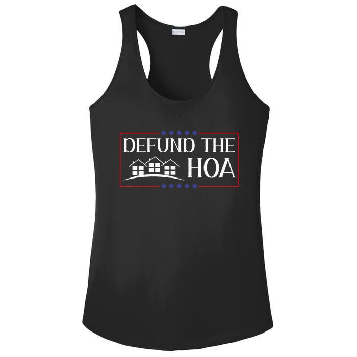 DEFUND THE HOA Homeowners Association Social Justice Ladies PosiCharge Competitor Racerback Tank