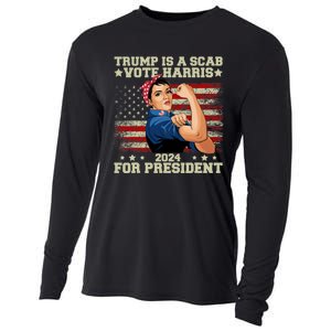 Donald Trump Is A Scab Vote Harris Cooling Performance Long Sleeve Crew