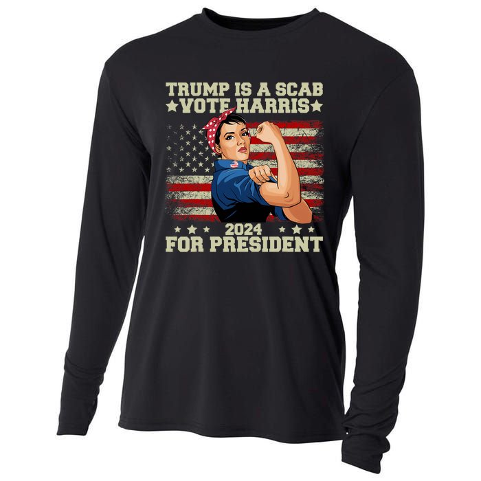 Donald Trump Is A Scab Vote Harris Cooling Performance Long Sleeve Crew