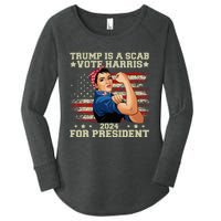 Donald Trump Is A Scab Vote Harris Women's Perfect Tri Tunic Long Sleeve Shirt