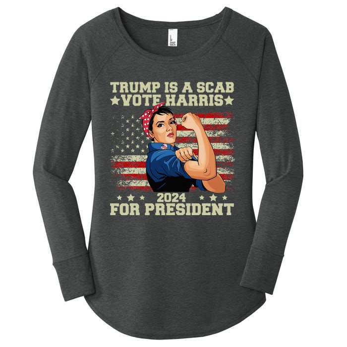 Donald Trump Is A Scab Vote Harris Women's Perfect Tri Tunic Long Sleeve Shirt