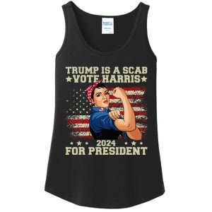 Donald Trump Is A Scab Vote Harris Ladies Essential Tank