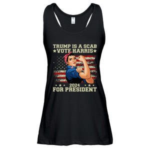 Donald Trump Is A Scab Vote Harris Ladies Essential Flowy Tank