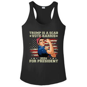 Donald Trump Is A Scab Vote Harris Ladies PosiCharge Competitor Racerback Tank