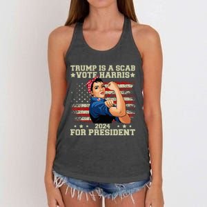 Donald Trump Is A Scab Vote Harris Women's Knotted Racerback Tank