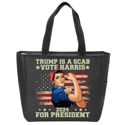 Donald Trump Is A Scab Vote Harris Zip Tote Bag