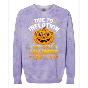 Due To Inflation This Is My Halloween Custome Pumpkin Funny Colorblast Crewneck Sweatshirt