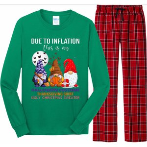 Due To Inflation This Is My Halloween Thanksgiving Christmas Long Sleeve Pajama Set