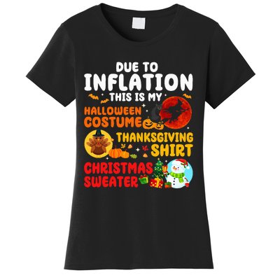 Due To Inflation HalloThanksMas Family Christmas Matching Women's T-Shirt