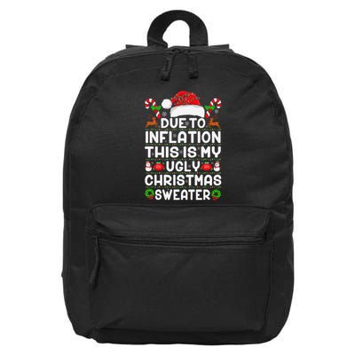 Due To Inflation Ugly Christmas Sweaters Funny Xmas Lights 16 in Basic Backpack