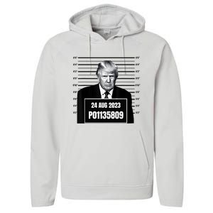 Trump 2024 Mugshot Trump Inmate P01135809 Performance Fleece Hoodie