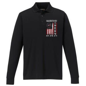 Donald Trump Inauguration Day 2025 47th President Usa Flag Performance Long Sleeve Polo