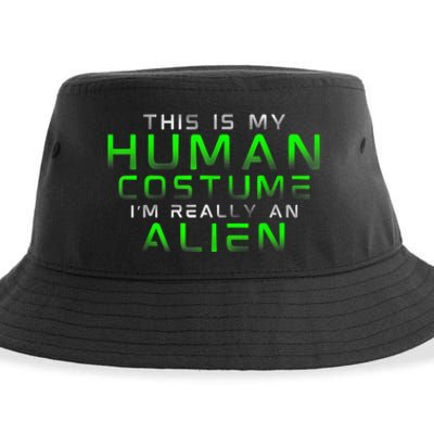 Distressed This Is My Human Costume IM Really An Alien Sustainable Bucket Hat