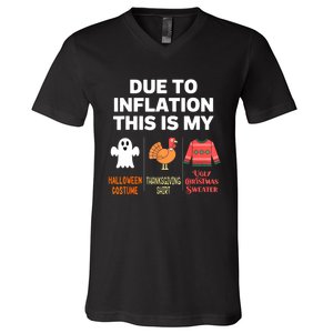 Due To Inflation This Is My Halloween Costume V-Neck T-Shirt