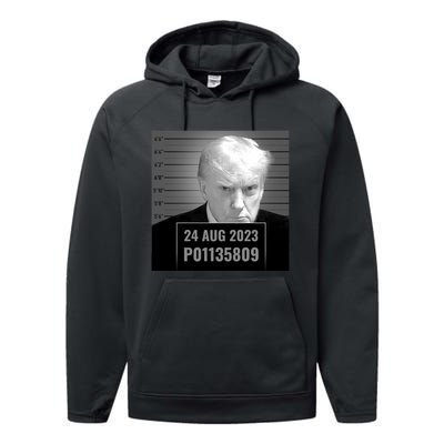 Trump 2024 Mugshot Trump Inmate P01135809 Performance Fleece Hoodie