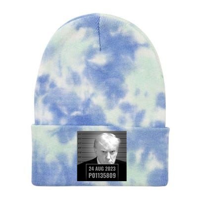 Trump 2024 Mugshot Trump Inmate P01135809 Tie Dye 12in Knit Beanie