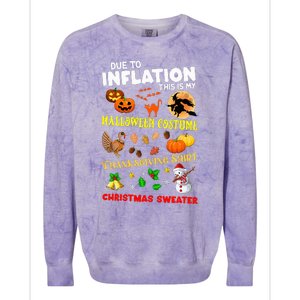 Due To Inflation This Is My Thanksgiving Xmas Colorblast Crewneck Sweatshirt