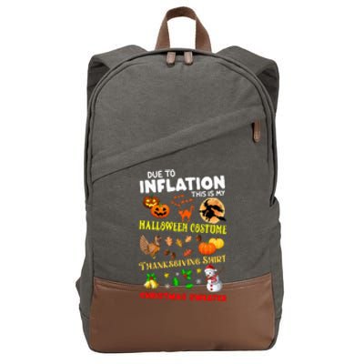 Due To Inflation This Is My Thanksgiving Xmas Cotton Canvas Backpack