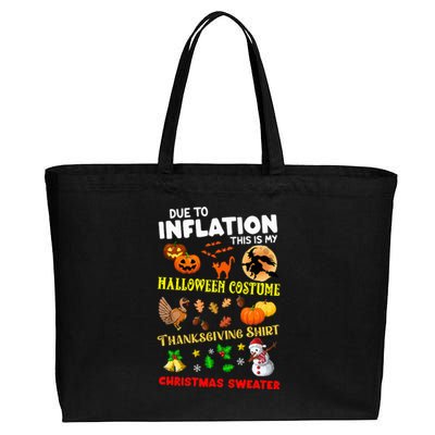 Due To Inflation This Is My Thanksgiving Xmas Cotton Canvas Jumbo Tote